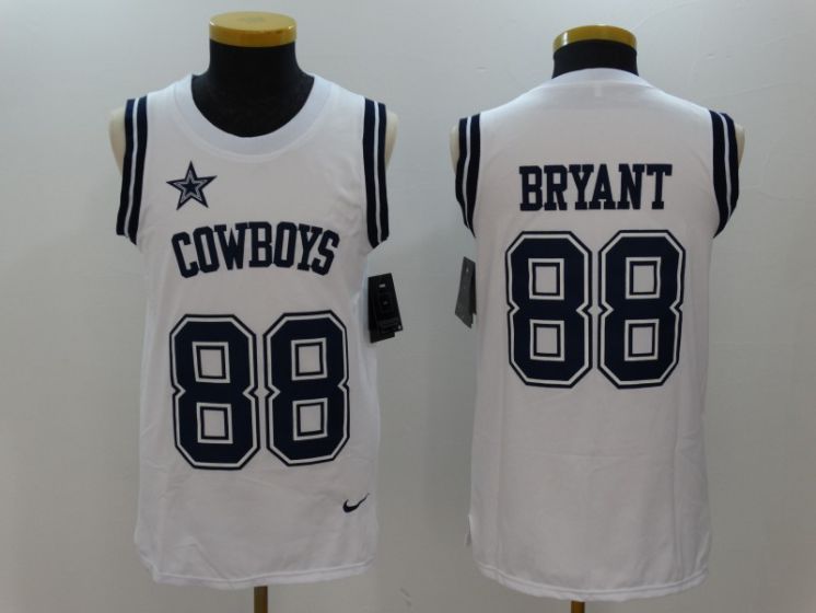 Men Dallas Cowboys #88 Dez Bryant White Rush Player Name Number Tank Top stitched NFL Jerseys->youth nfl jersey->Youth Jersey